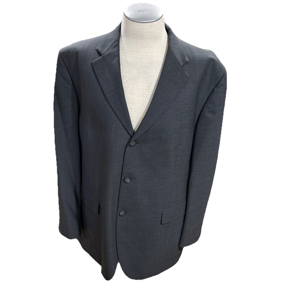 Slates Mens Blazer 46R Grey Suit Jacket